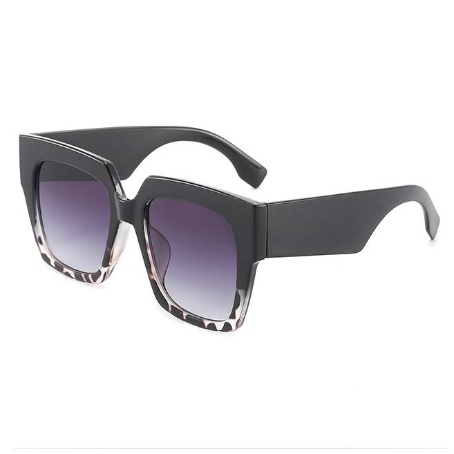 Leopard Ombre Retro Square Grey Sunglasses