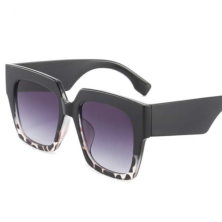 Leopard Ombre Retro Square Grey Sunglasses