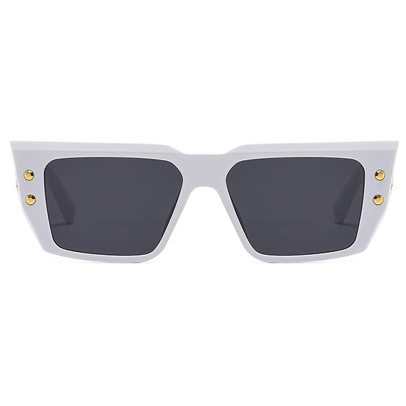 Rivet Detail Cat Eye White Sunglasses