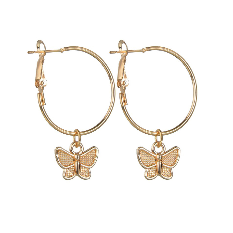 Gold Metal Detail Animal Prints Butterfly Earrings