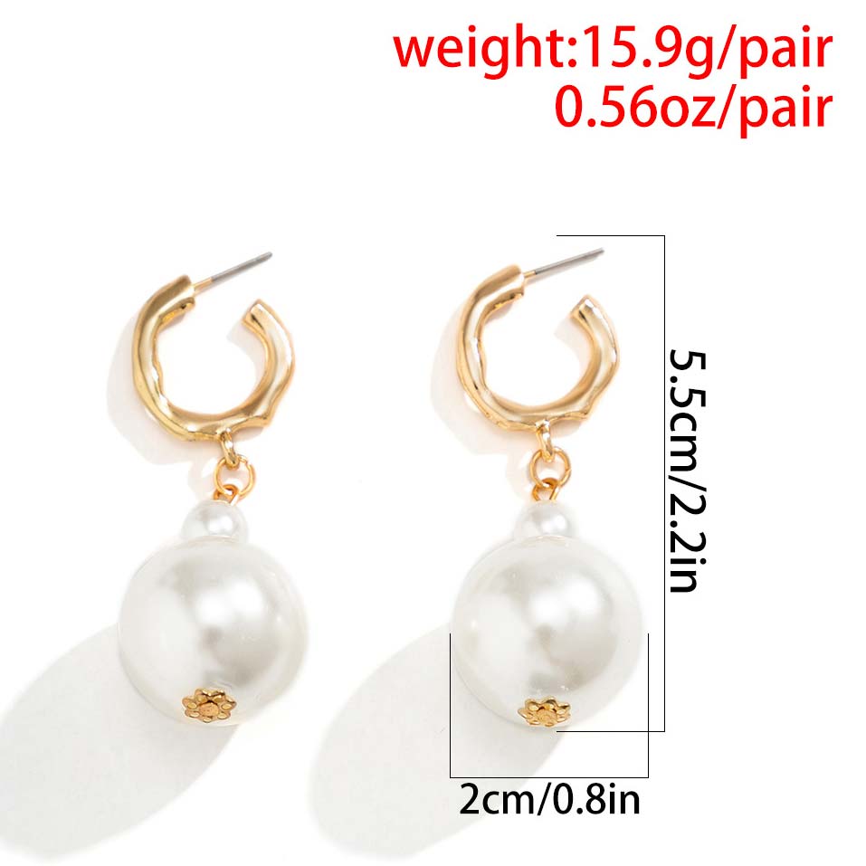Pearl Design White Metal Ring Detail Earrings