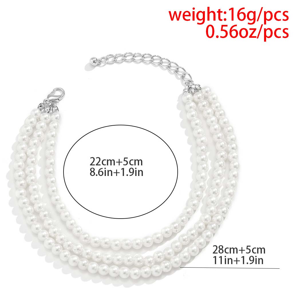Pearl Detail White Layered Design Anklet