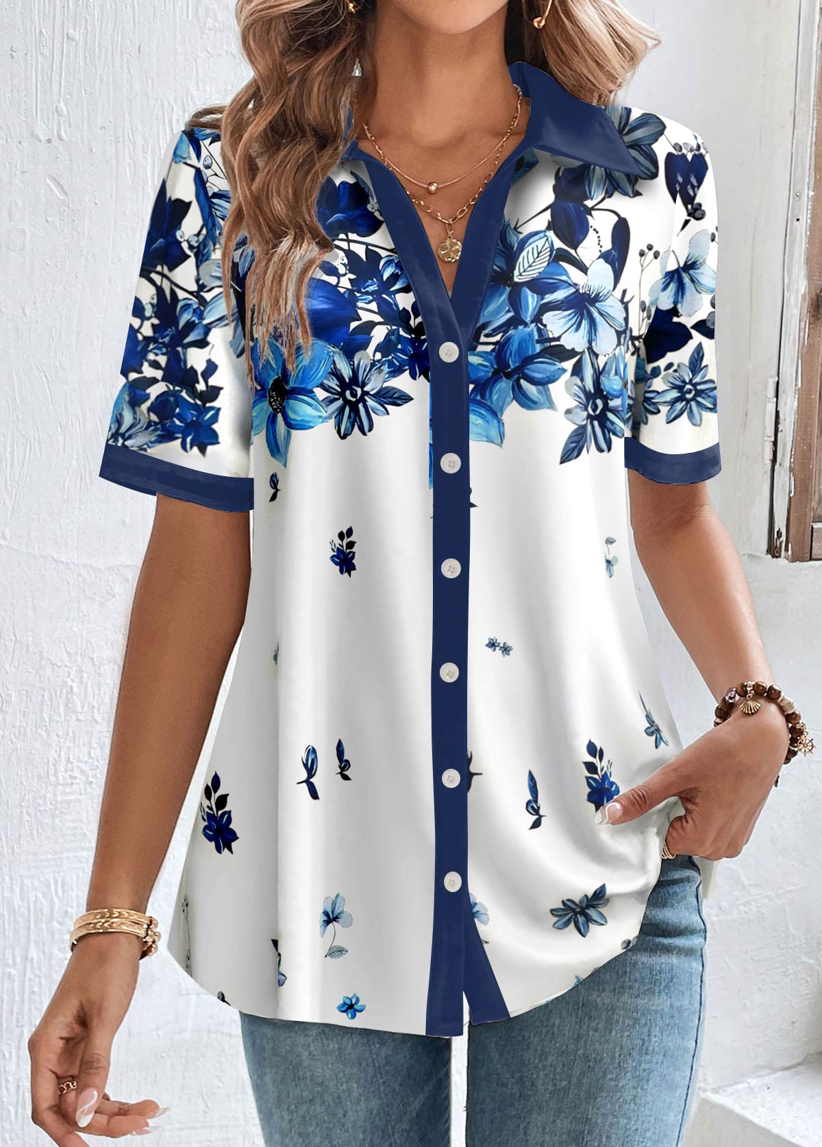 White Floral Blouse