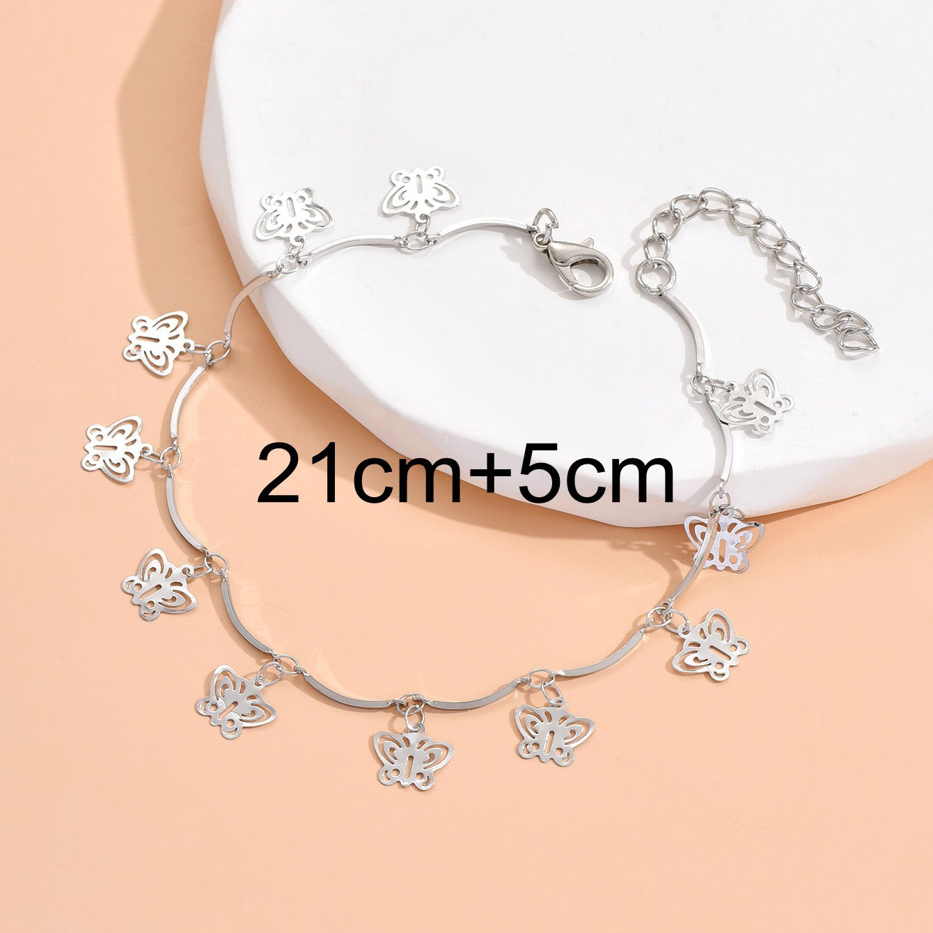 Hollow Design Silver Butterfly Detail Anklet