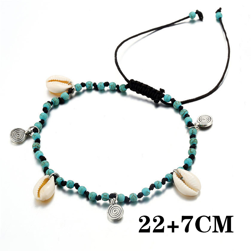 Conch Detail Blue Beads Design Anklet