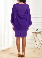 Button Design 3/4 Sleeve Purple Sequin Dress