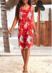 High Waisted Floral Print Criss Cross Red Bikini Set