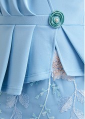 V Neck Lace Light Blue Bodycon Dress