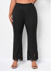 Black Plus Size Burn Out Printing Pants