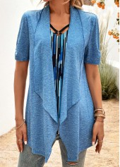 Geometric Print Blue Half Sleeve Fake Two Piece Twinset