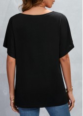 V Neck Black Short Sleeve T Shirt