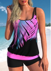 Plus Size Leaf Print Tankini Set