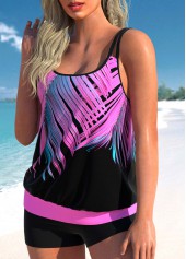 Plus Size Leaf Print Tankini Set