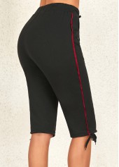 Black Drawastring High Waisted Knee Length Leggings
