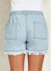 Flag Print Pocket Dusty Blue Regular Drawastring Jeans