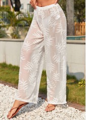 Jacquard White Plants Print Cover Up