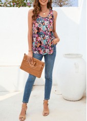 Scoop Neck Paisley Print Multi Color Tank Top