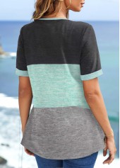 Mint Green Round Neck Tuck Stitch Blouse