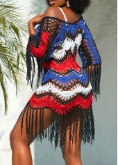 Contrast Tassel Multi Color Cover Up