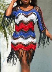 Contrast Tassel Multi Color Cover Up