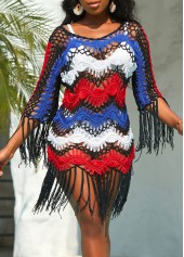 Contrast Tassel Multi Color Cover Up