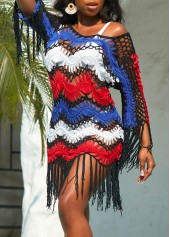 Contrast Tassel Multi Color Cover Up