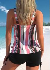 Striped Ruched Light Pink Tankini Top-No Bottom