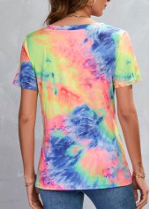 Multi Color V Neck Ombre T Shirt
