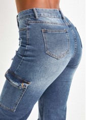 Dark Blue Regular Zipper Fly Hole Jeans