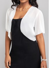 Open Front White Short Sleeve Coat