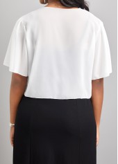 Open Front White Short Sleeve Coat