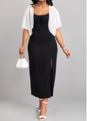 Open Front White Short Sleeve Coat