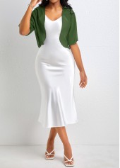 Open Front Green Short Sleeve Coat