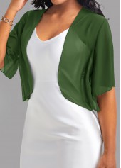 Open Front Green Short Sleeve Coat
