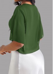 Open Front Green Short Sleeve Coat
