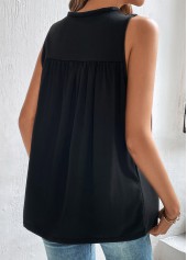 Black Round Neck Sleeveless Patchwork Tank Top