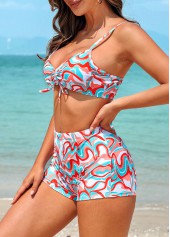 Mid Waisted Pop Art Print Drawstring Bikini Set