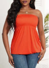Sleeveless Ruched Orange Bandeau Camisole Top