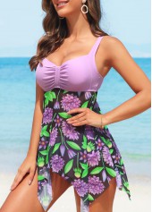 Mid Waisted Floral Print Swimdress and Panty