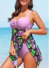 Mid Waisted Floral Print Swimdress and Panty