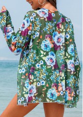 Multi Color Floral Print Ruched One Piece Swimwear