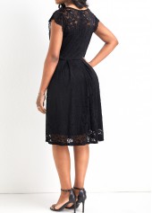 Black V Neck Sleeveless Lace Dress