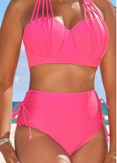 Mid Waisted Tie Peach Red Bikini Set