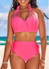 Mid Waisted Tie Peach Red Bikini Set