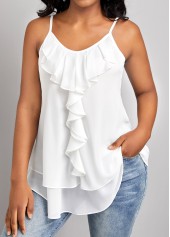 White Scoop Neck Strappy Camisole Top