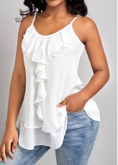 White Scoop Neck Strappy Camisole Top