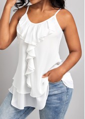 White Scoop Neck Strappy Camisole Top