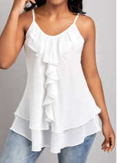 White Scoop Neck Strappy Camisole Top