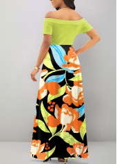 Floral Print Multi Color Off Shoulder Dress