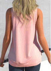 Light Pink Draped Neck Sequin Tank Top